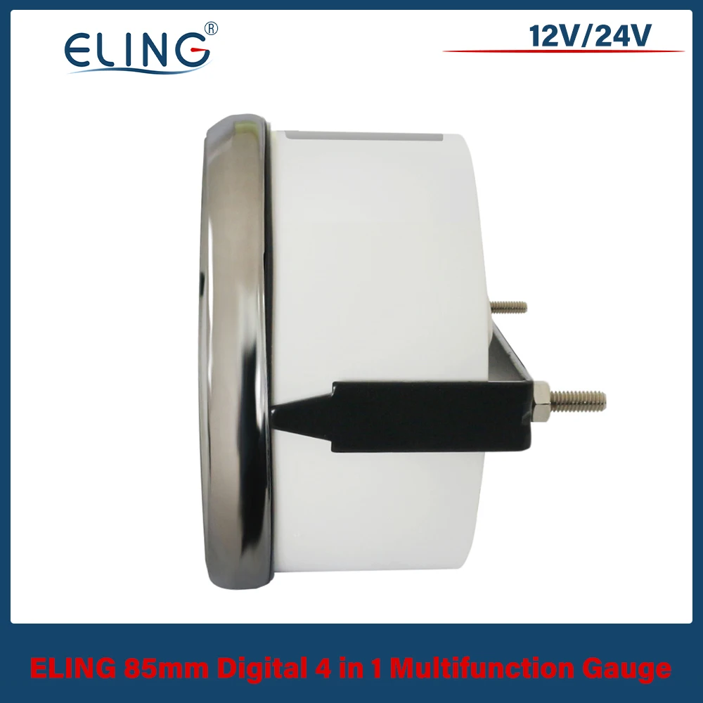 ELING Car Universal 52mm 85mm 4 in 1 مقياس متعدد الوظائف مع مستوى الوقود ضغط الزيت ودرجة حرارة الماء. الفولتميتر 8 ألوان الخلفية