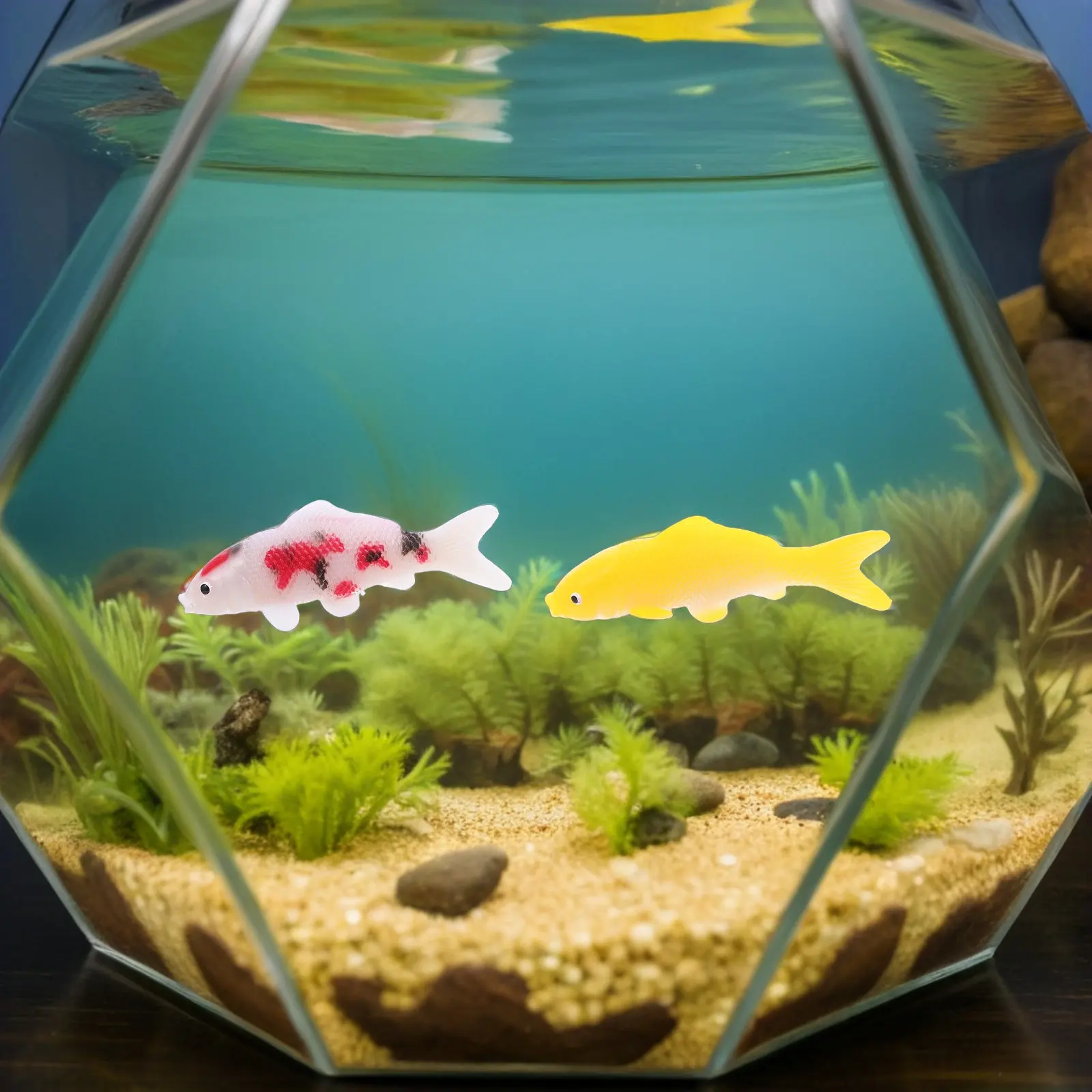 7Pcs Lifelike Koi Fish Aquarium Decor Floating Ornament Realistic Plastic Fish Tank Decoration for Fairy Garden Office Home Pond