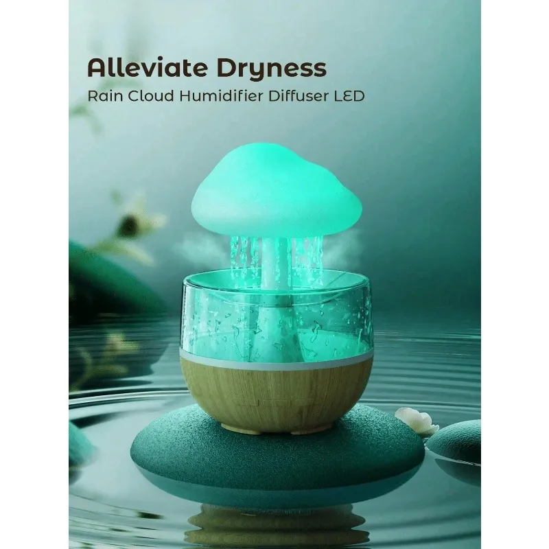 Colorful Night Light - LED Atmosphere Light Aromatherapy Light Mushroom Cloud Rain Humidifier, Bedlight Atmosphere Night Light