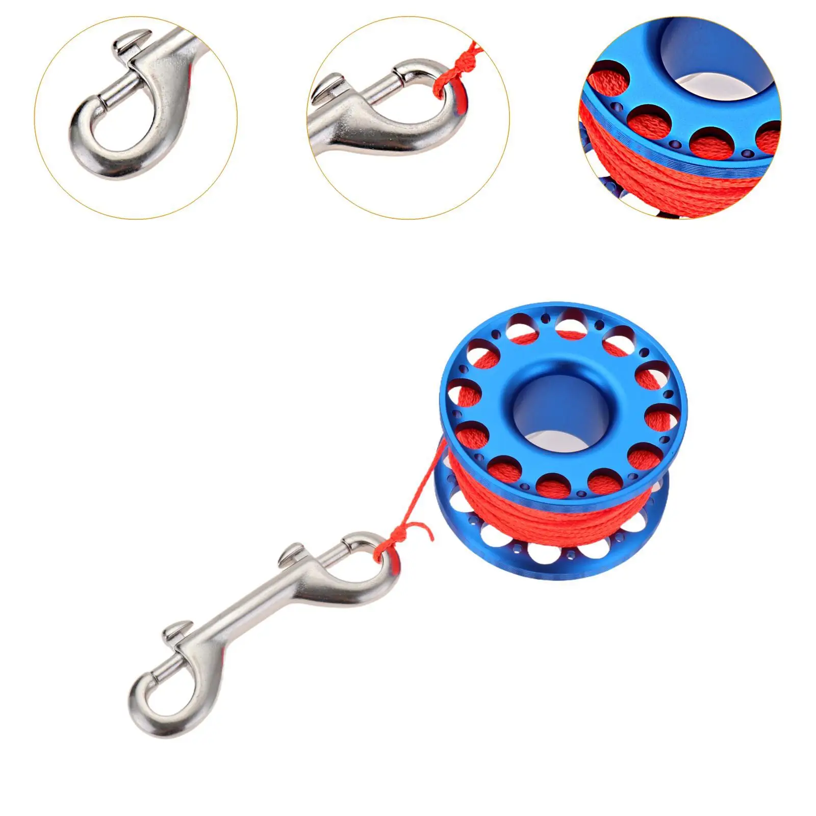 Scuba Diving Reel with Double Ended Bolt Clip Portable Diving Spool Reel