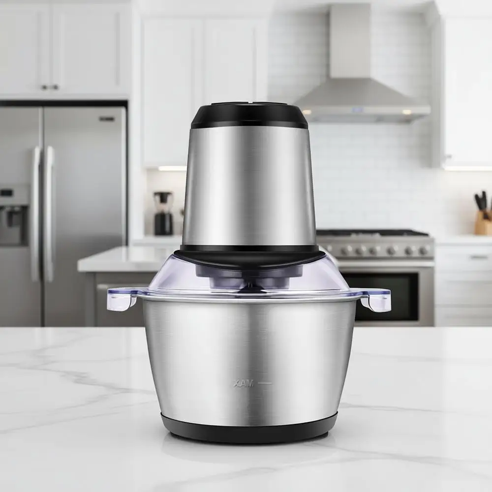 

Electric 2L Stainless Steel Meat Grinder and Blender with 4 Blades, 350W, 8 Cups Capacity for Meat, Vegetables, Fruits, and Nuts