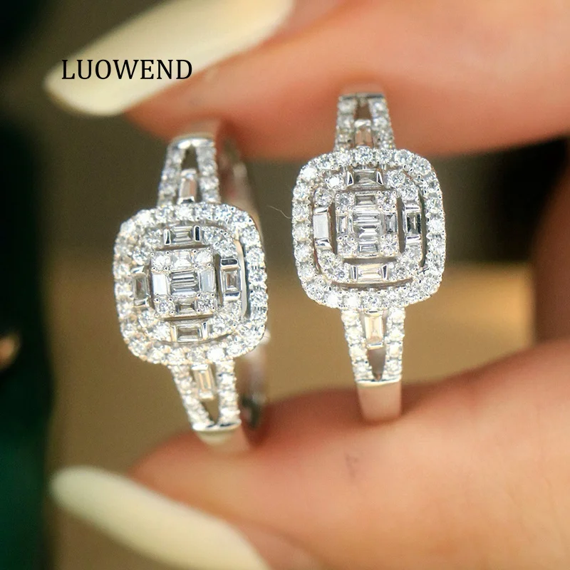 

Кольца LUOWEND из 100% белого золота 18 карат, модный дизайн, 0,35 карата, обручальное кольцо с настоящим натуральным бриллиантом для женщин, ювелирные изделия для вечеринок