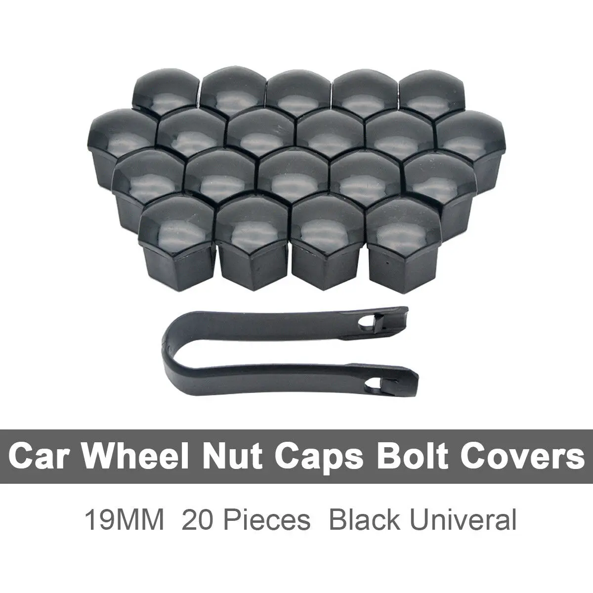 20pcs 19mm Car Wheel Nut Caps Black Plastic Wheel Nut Cover Screw Bolt Protection Covers