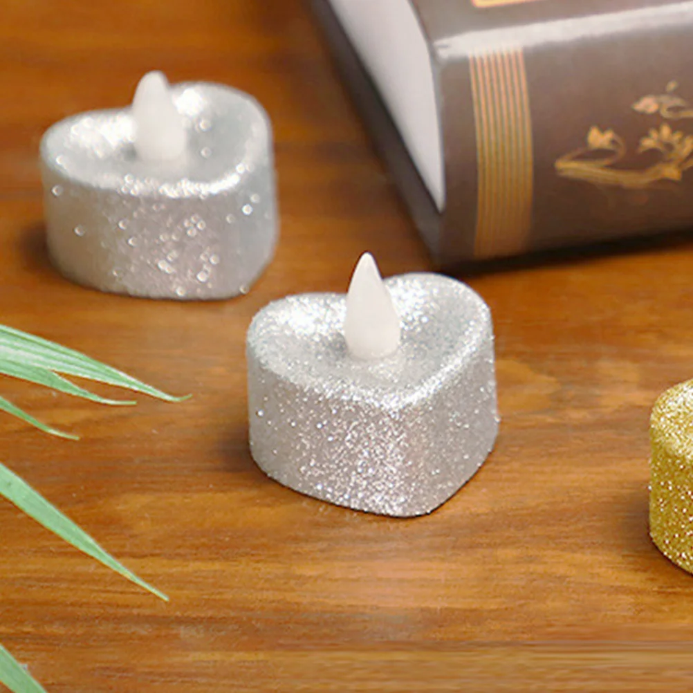 

24Pcs Heart Shaped LED Lamps Romantic Flameless Electric Lights Compact Size Operated Decorative Candles