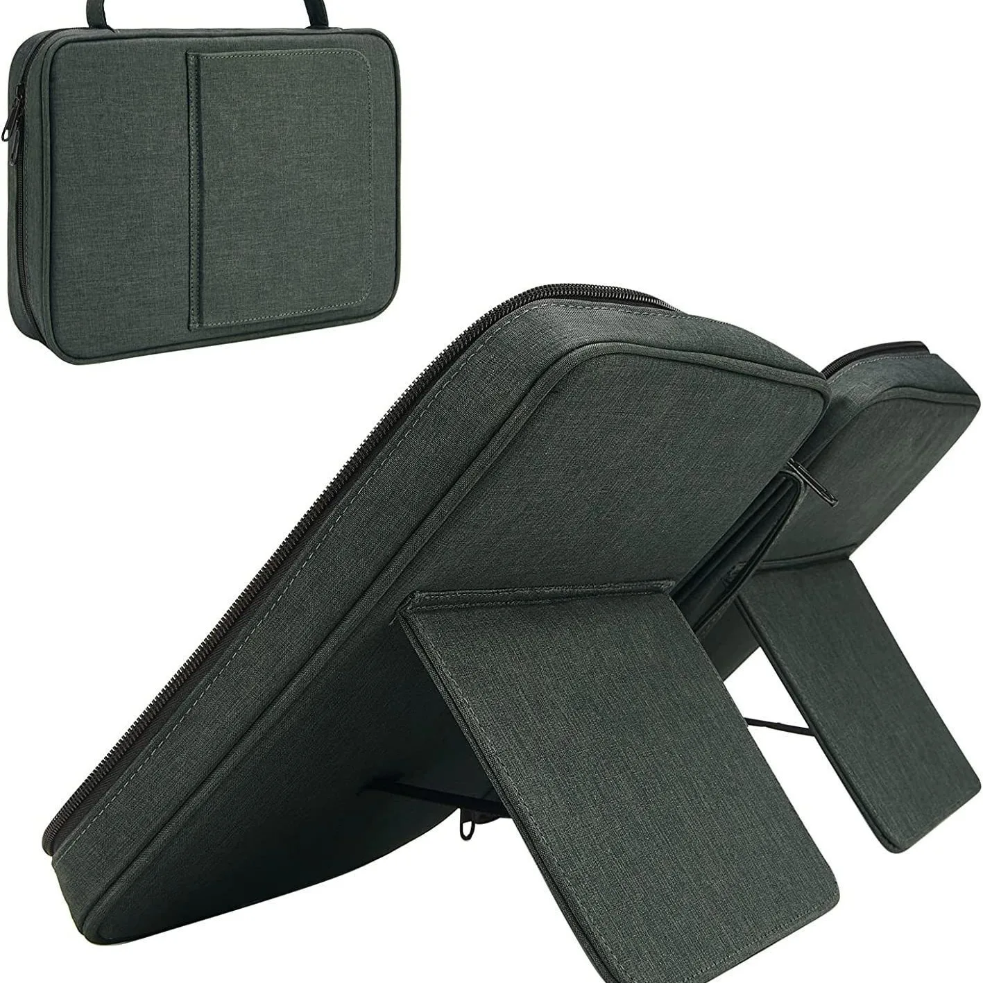 Portable Book and Tablet Storage Pouch with Handle Waterproof Oxford Fabric Book Stand Design Two Way Zipper Large Capacity