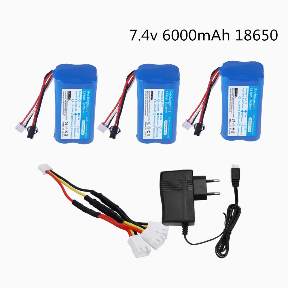 7.4V 6000mAh 18650 li-ion Battery Charger for WPL MN99S D90 U12A S033g Q1 H101 D12 C24-1 C24 Rc Boats Cars Tanks Drones Parts