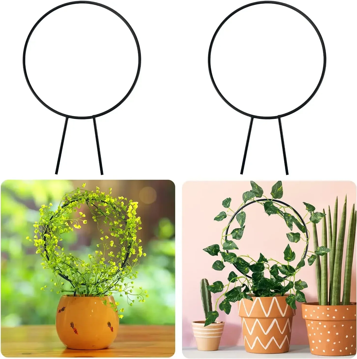 

Heart Round Shaped Black Iron Garden Trellis for Climbing Plants Rust Free Vine Plant Metal Support Wire Holder Rack Garden Tool