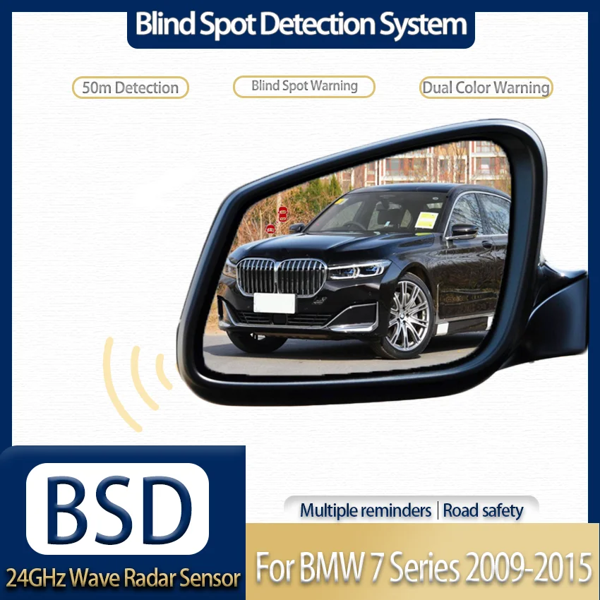 BSD Blind Spot Detection for BMW 7 Series 2009-2015 . 24GHz radar, all-weather. Mirror LED alerts.