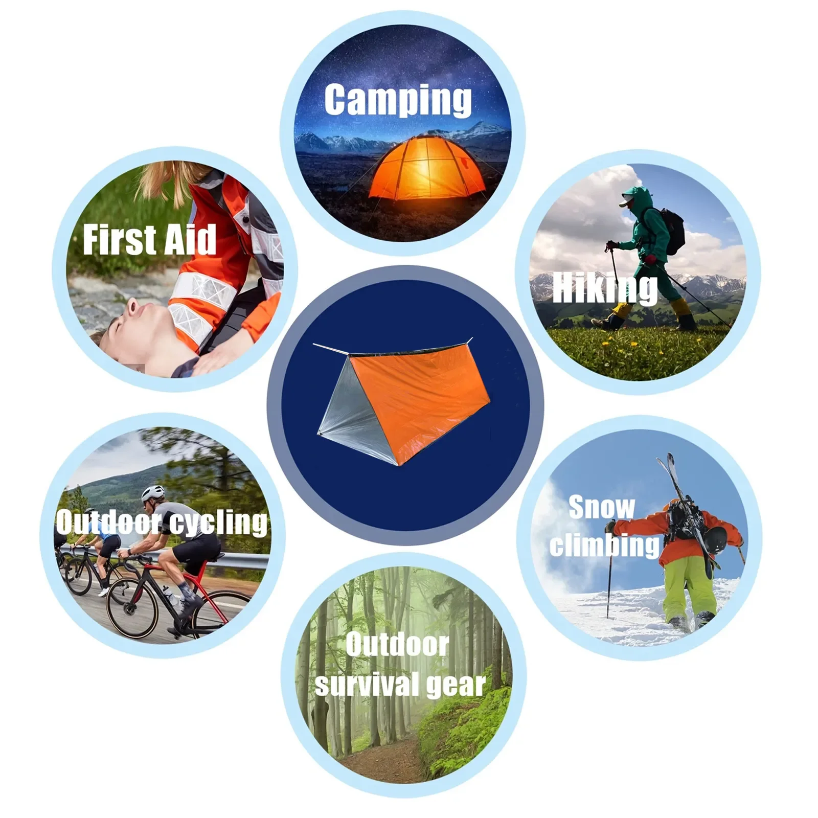 2 شخص مأوى للطوارئ Bivy مجموعة خيمة البقاء مايلر أنبوب خيمة كيس النوم مقاوم للماء في الهواء الطلق SOS بطانية حرارية قابلة لإعادة الاستخدام #6