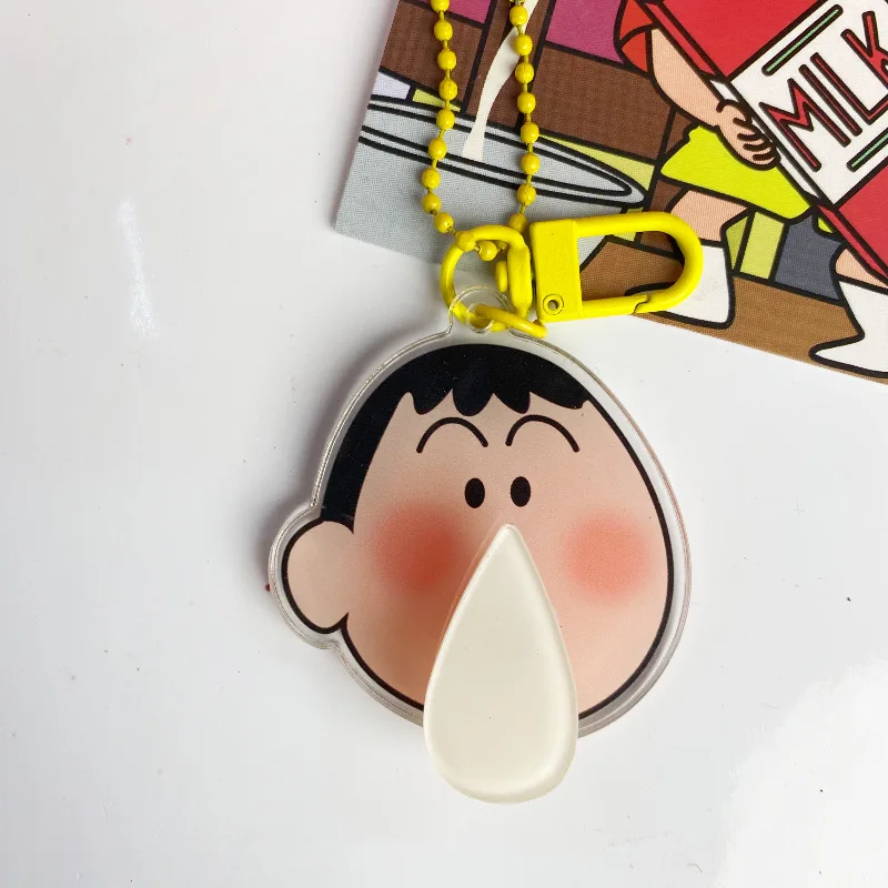 Kawaii Cute Crayon Shin-Chans Keychain Bag Pendant Fun Gifts Friends Anime Acrylic Rotate Pendant Carry-On Gifts For Girls Boys