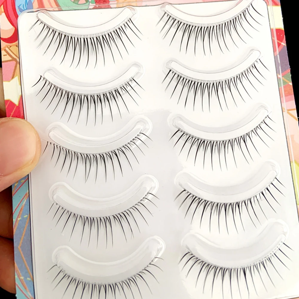 5 Pairs Korean Eyelashes Natural Artificial Eyelashes Ultra Fine Clear Stem Makeup Eyelashes Reusable Eye Make-up Tool For Women