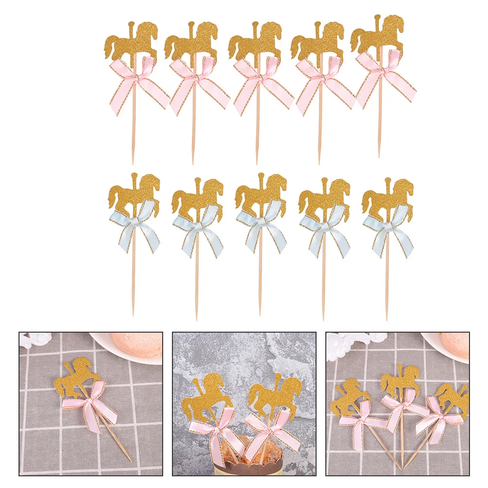 

40Pcs Carousel Horse Cake Toppers Creative Cupcake Decor Unique Party Decoration Party Cake Topper Baking Topper