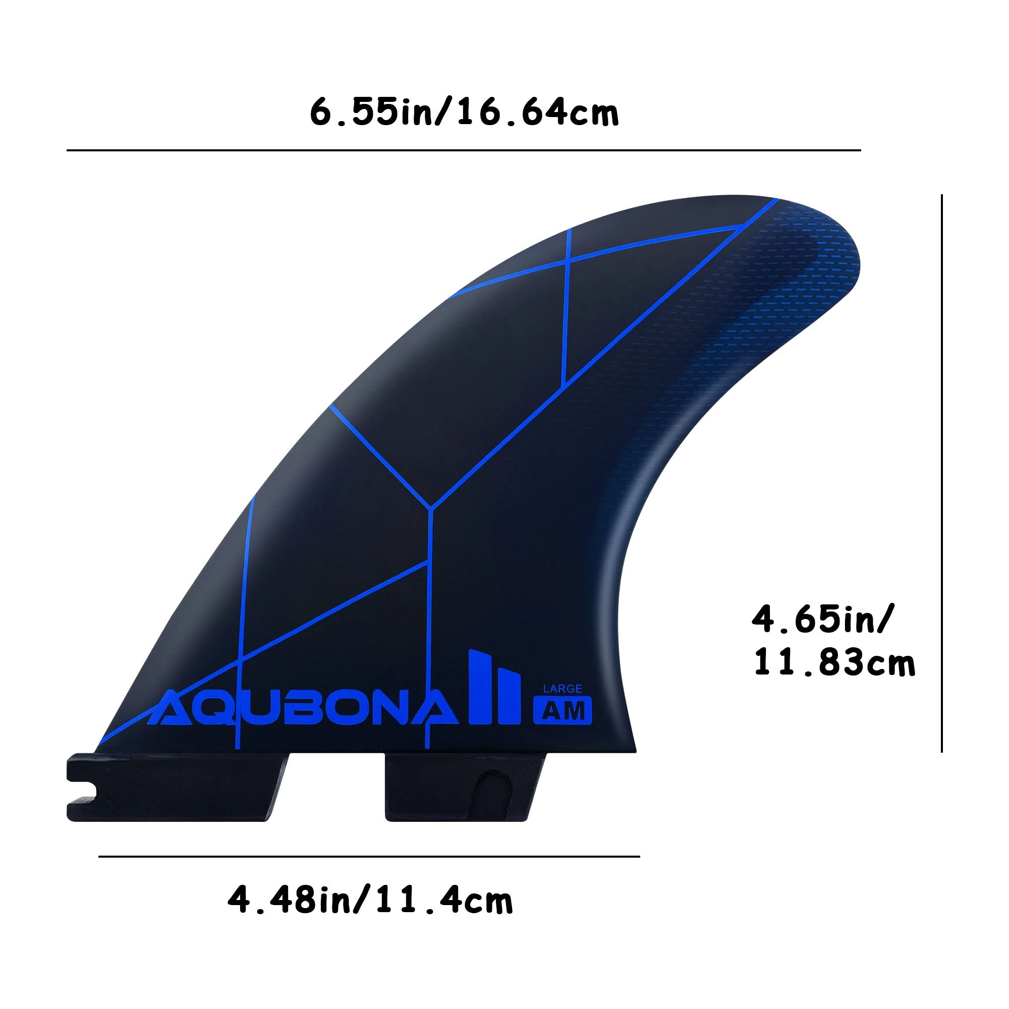 AQUBONA Tri Fin set for Surfing - Honeycomb Fiberglass Performance Compatible with Twin Tab Large Sizes Blue/Yellow