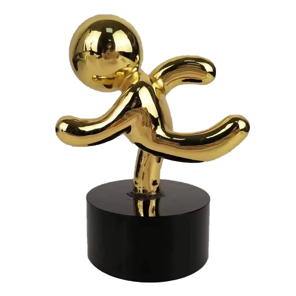 Wholesale Resin Running Golden Boy Sculpture Statue Figurine Award Souvenir Trophy logo Medal for Decorative Home Decor