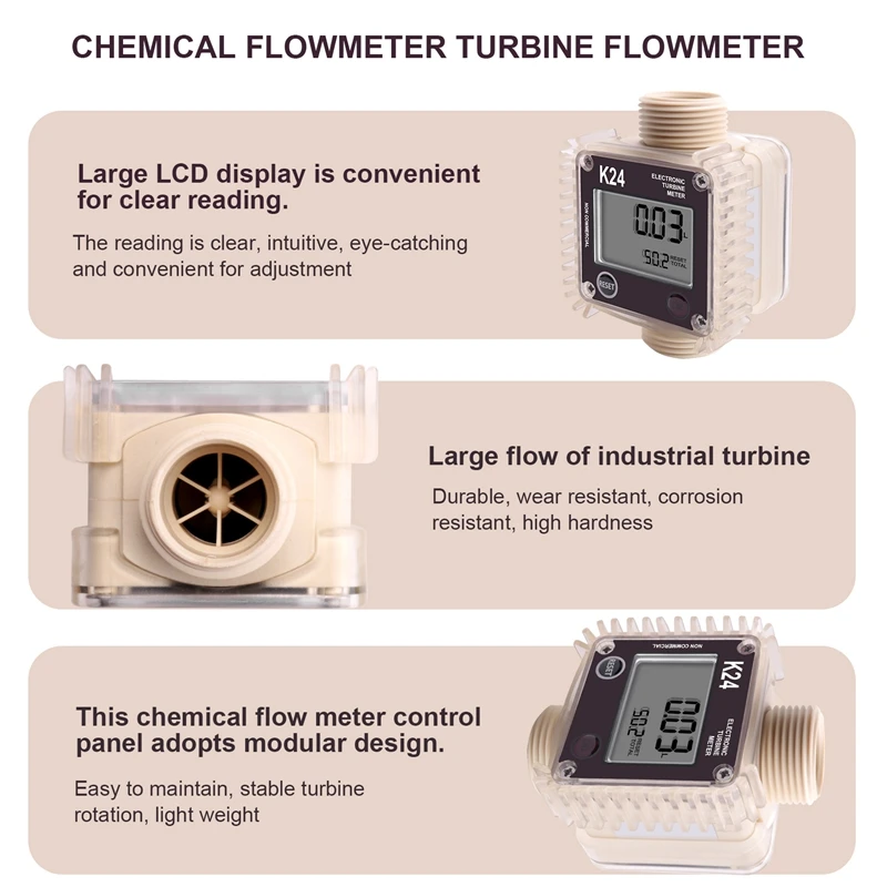 K24-medidor Digital de flujo de combustible y aceite, turbina para productos químicos, agua líquida