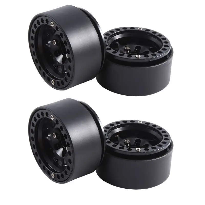 FBIL-4PCS 1.9Inch Metal Beadlock Wheel Hub Rim For 1/10 RC Crawler Car TRX4 Axial SCX10 Redcat Gen8,Black 14 Accessories