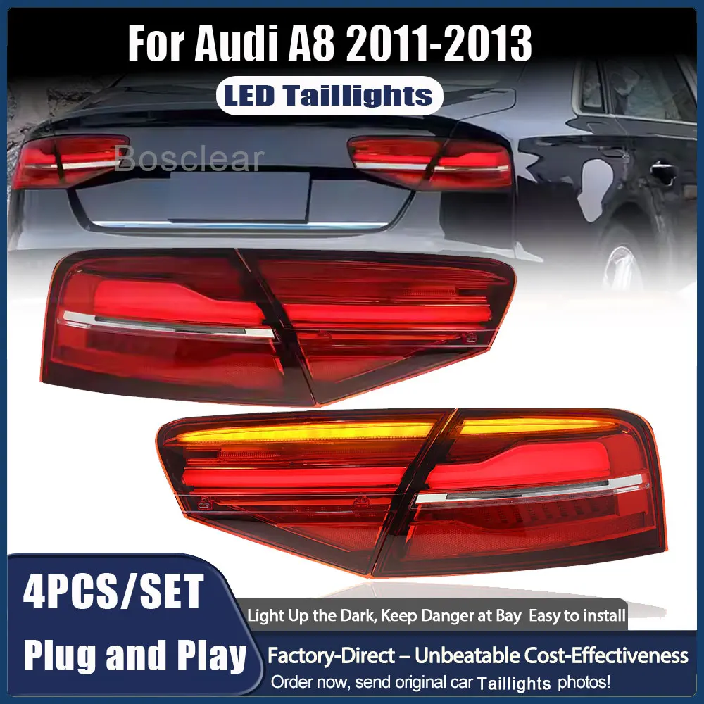 

Car LED Taillights Assembly for Audi A8 2011-2013 Modify Tail Lamps Turn signal Reverse Light Plug and Play Taillamp Accessories