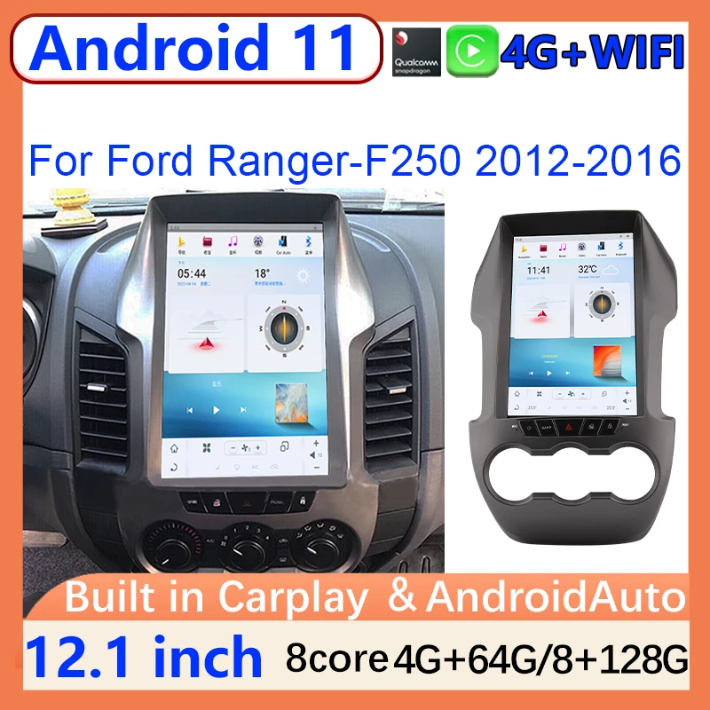 

Автомобильный радиоприемник Qualcomm 13 дюймов для Ford Ranger F250 2012-2016 Android, автомобильный стерео Мультимедийный Плеер, головное устройство, беспроводной Carplay