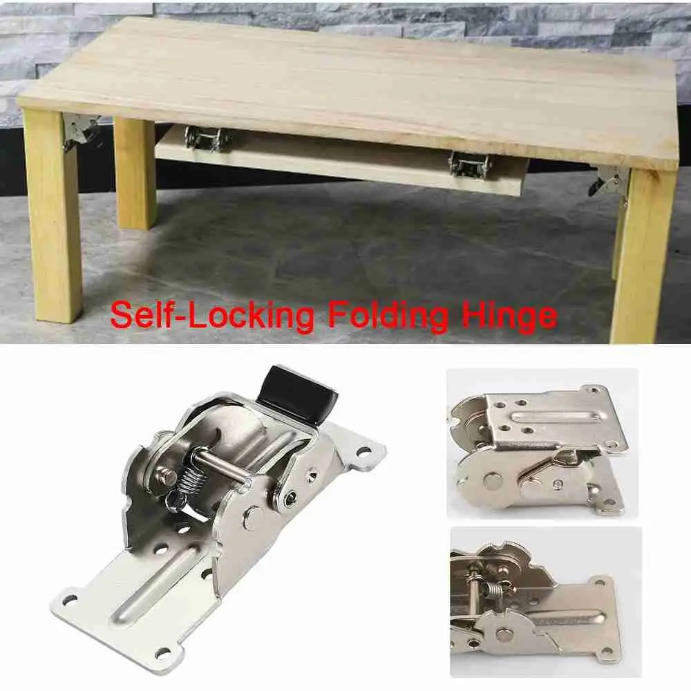 Hardware Furniture Brackets Chair Extension Support Frame Table Leg Fittings Self-Locking Folding Hinge Fold Feet Hinges