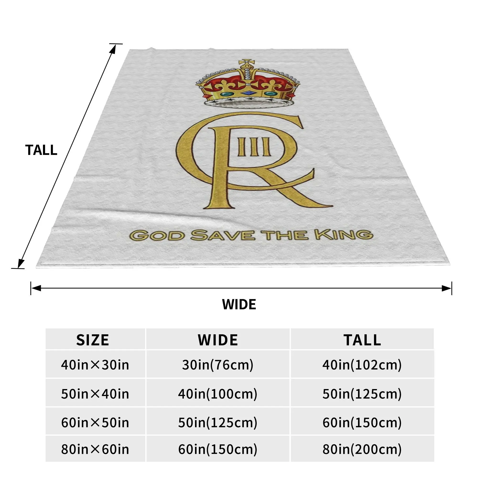 Charles III Royal Cypher, King Charles III, Charles Rex Blankets Soft Warm Flannel Throw Blanket Cover for Bed Picnic Home Sofa