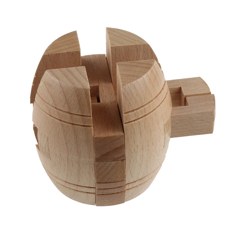 Barrel Wooden Puzzle Unlock Interlock Brain Teaser Toys For Kids And Adults Assembly & Disentanglement IQ Challenge Games