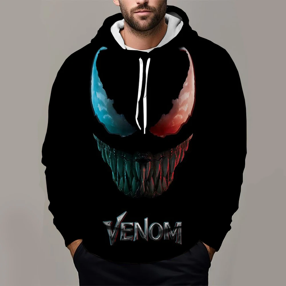 Venom Men\'s Hoodie Oversized Pullover 3D Printing Marvel Men\'s Clothing Fashion Casual Men\'s Hoodie Autumn New Men\'s Clothing