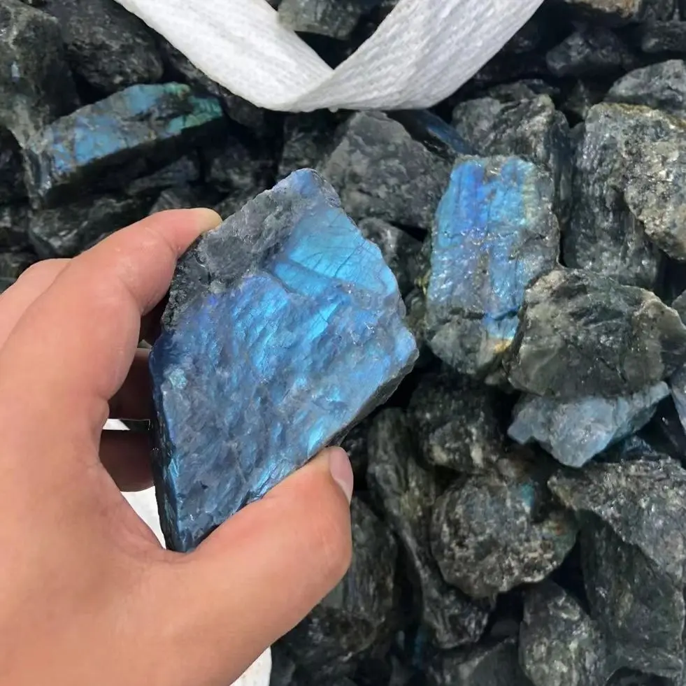 High Quality Blue Light Labradorite Stone Rough Crystal Stone Ornaments Decor Mineral Specimens Collection Home Living Room