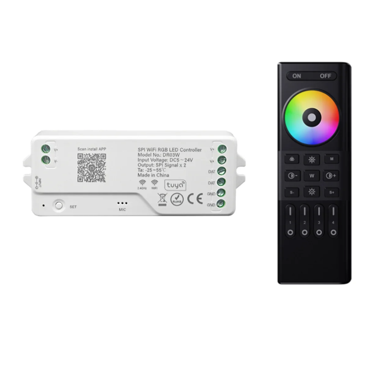 

N84R DR03W TUYA SPI WIFI RGB светодиодный контроллер диммер с для дома Alexa для WS2811 WS2812B WS2815 RGB светодиодная лента черная