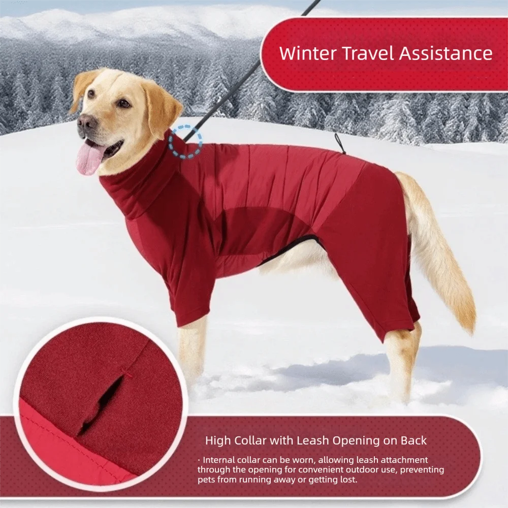 

High Collar Winter Pet Jumpsuit Windproof Thickened Cotton Dog Soothing Clothes Warm Waterproof Dog Calming Wrap Rain Snow Day
