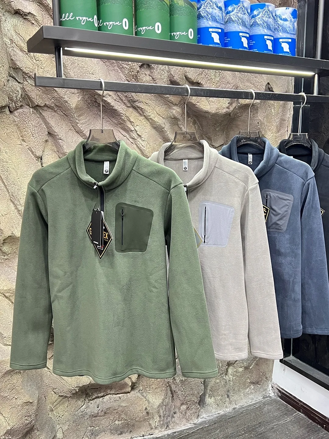 في الهواء الطلق Fce البلوز هوديي f البريدي طويل Sve الشباب البوليستر دنة مزيج تنفس مريحة الخريف الشتاء الرجال... #5