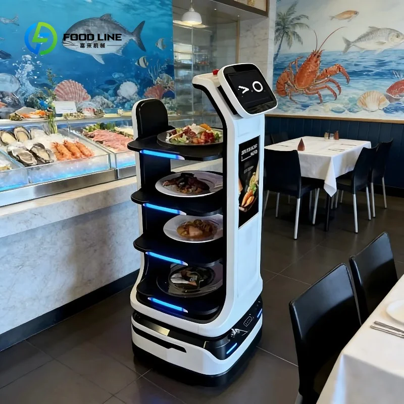 Customized Smart Food Delivery Robot Restaurant Service Equipment Self Driving Coffee Shop Waiter App-Controlled Auto Charge