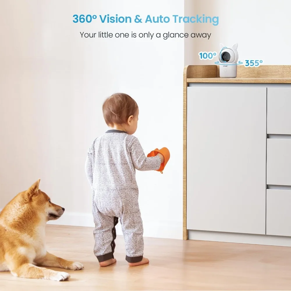 Baby Monitor with 2 Cameras, Split-Screen Video Baby Monitor with Audio and 1080P Camera 4.3" Screen - Night Vision, Two-Way Ta