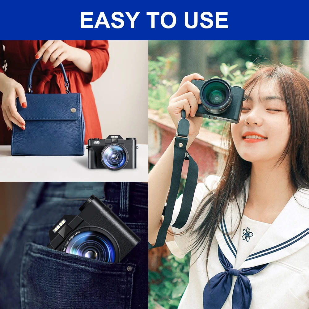 كاميرا تسجيل فيديو رقمية كلاسيكية بدقة 4K HD مع 3.0 بوصة 180 °   كاميرا فيديو رقمية WiFi قابلة للطي على YouTube مع عدسة واسعة الزاوية