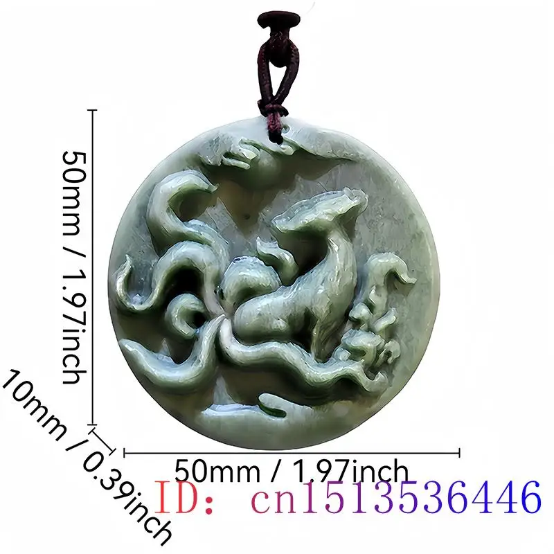 Natural Real Jade Fox Pendant Necklace Amulet Gifts for Women Men Carved Jewelry Stone Accessories Chinese Luxury Talismans