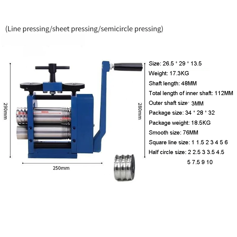 Jewelry Rolling Mill Machine Manual Combination Semicircle Jewelry Press  Reducing Thickness Press Jewelry DIY Tool