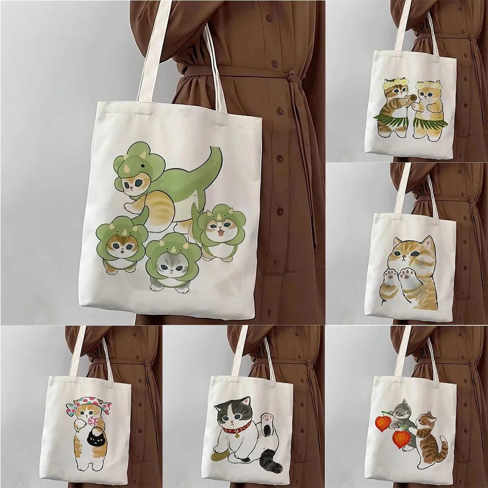 

Cute Cat Print Tote Bag, Large Capacity Shoulder Shopping Bag for Leisure and Everyday Use Multipurpose Reusable Fashion Handbag