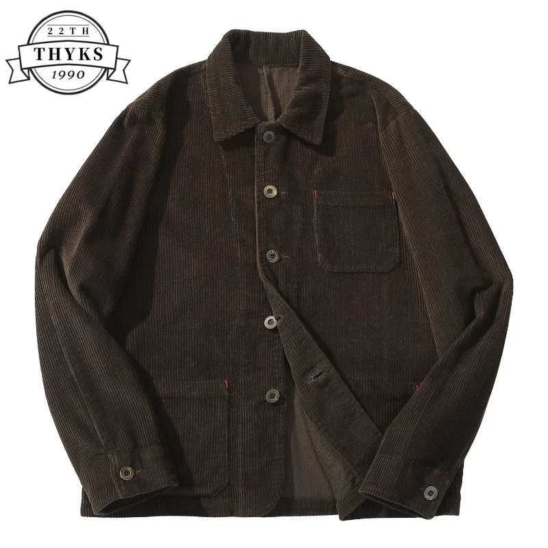 

100% Cotton Men Vintage Jacket Casual Suits Thick Corduroy Warm Multiple Pockets Male Blazer Cargo Coat Jackets Chaquetas Hombre