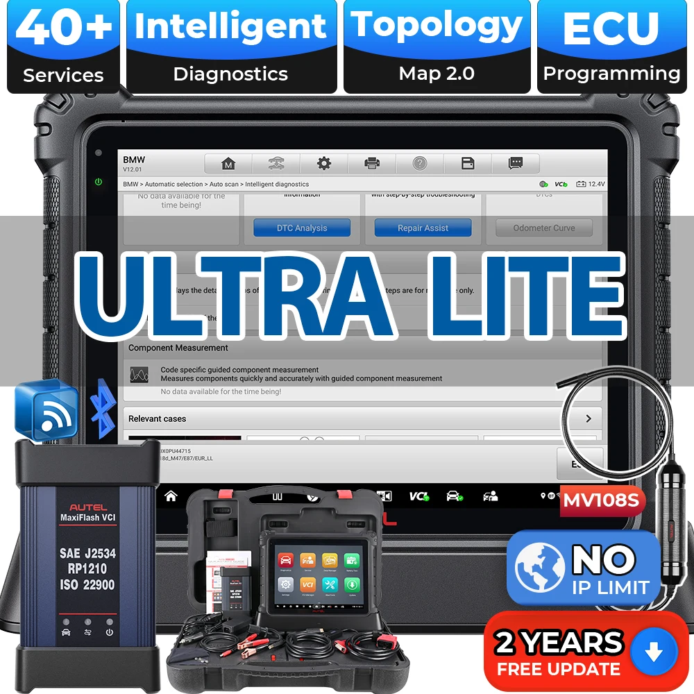 Autel MaxiCOM Ultra Lite Diagnostic Tools OBD2 Scanner J2534 ECU Programming Tool Topology 2.0 Same as Ultra MS919 MS909