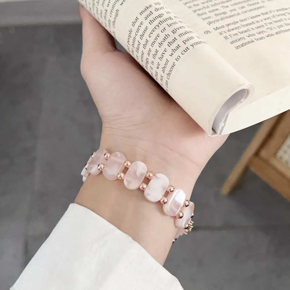 Elastic Resin Resin Strap For Apple Watch Band 10 9 8 7 6/SE/5  Ultra 49mm 44mm 45mm  41mm 42 46mm Slim glacier Link Bracelet