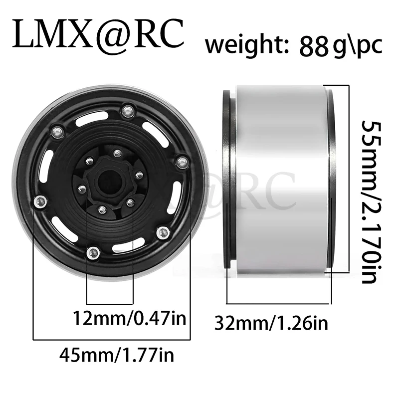 4pcs Retro Metal 1.9" Beadlock Wheel Rim Wheel Hub for 1/10 RC Crawler Car Axial SCX10 Traxxas TRX4 RC4WD D90 Redcat Gen8