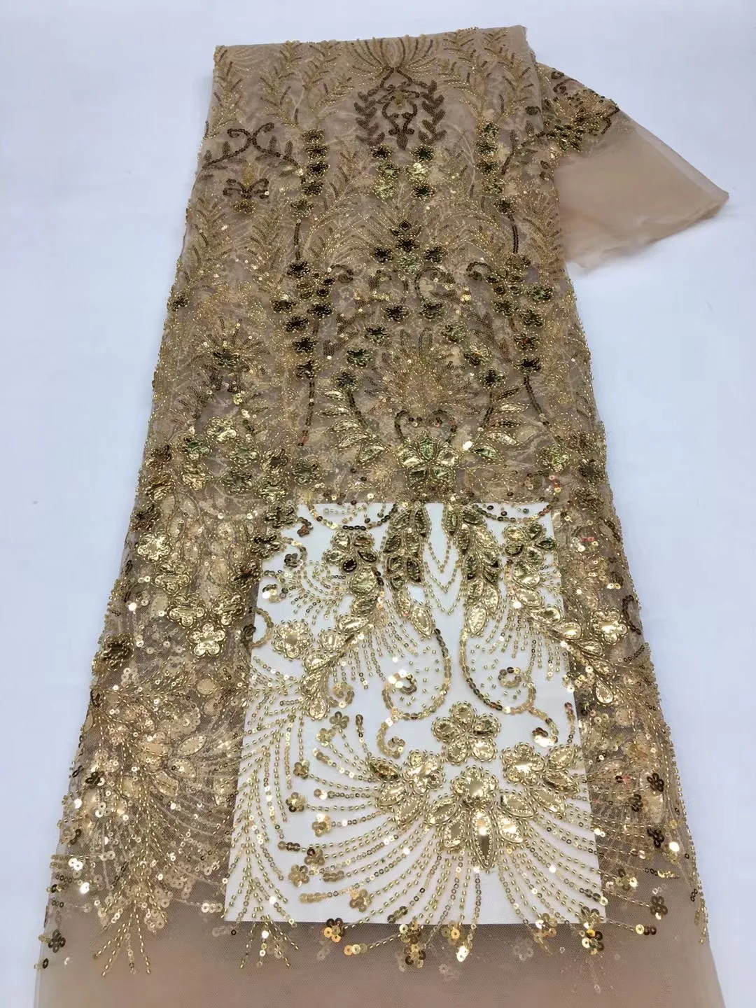 

Latest African Beaded Lace Fabric 2023 High Quality Lace Handmade Lace Nigerian Lace Fabrics for Wedding Dress Sewing NXX5463