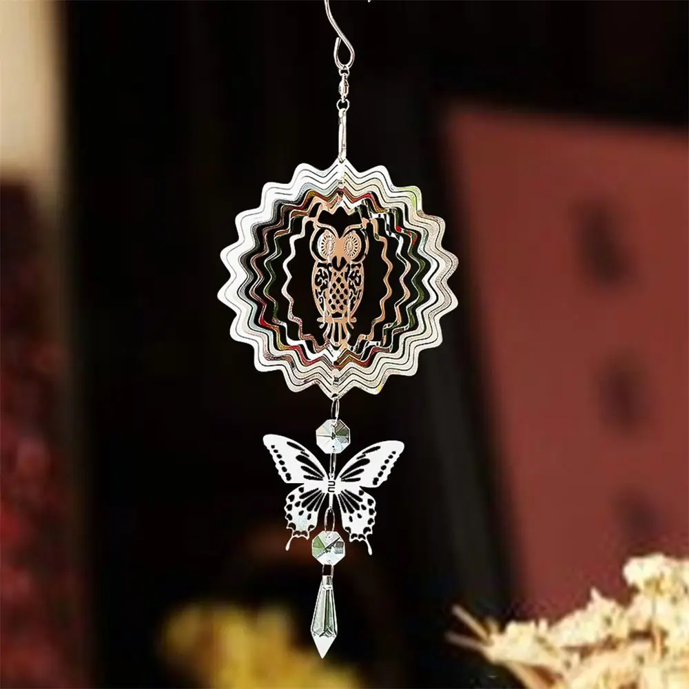 3D Kinetic Crystal Suncatcher Wind Spinner Hanging Glass Pendant Bird Deterrent Mirror Reflective Garden Yard Decor for Outdoor