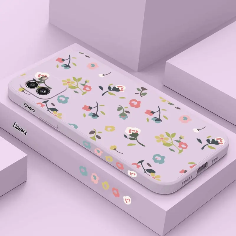 Scatter Flowers Silicone Phone Case For Samsung Galaxy A03 A03S A04 A04E A04S A02 A20S A21 A22 A32 A10 A12 A13 A14 A50 A51Cover