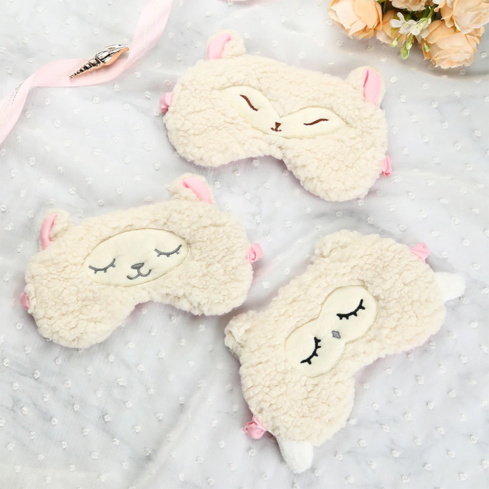 Plush Sleep Cartoon Sheep Eye Mask for Boys Girls Lightproof Night Mask Soft and Skin-friendly Sleeping Eye Covers to Sleep Well