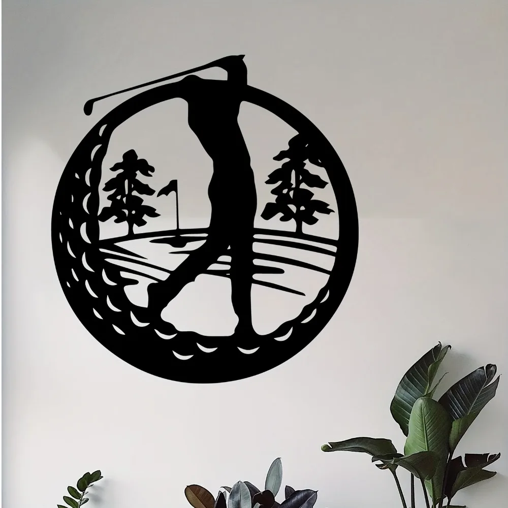 1pc Golf Player Aluminum Plate Wall Art Golfer Swing Pattern Waterproof Metal Painting Modern Home Living Room Art Decor Gift Fo