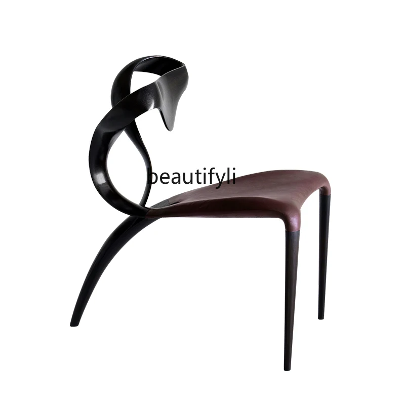 

Dining chair household solid wood chair French light luxury high-end leisure, medieval back chair