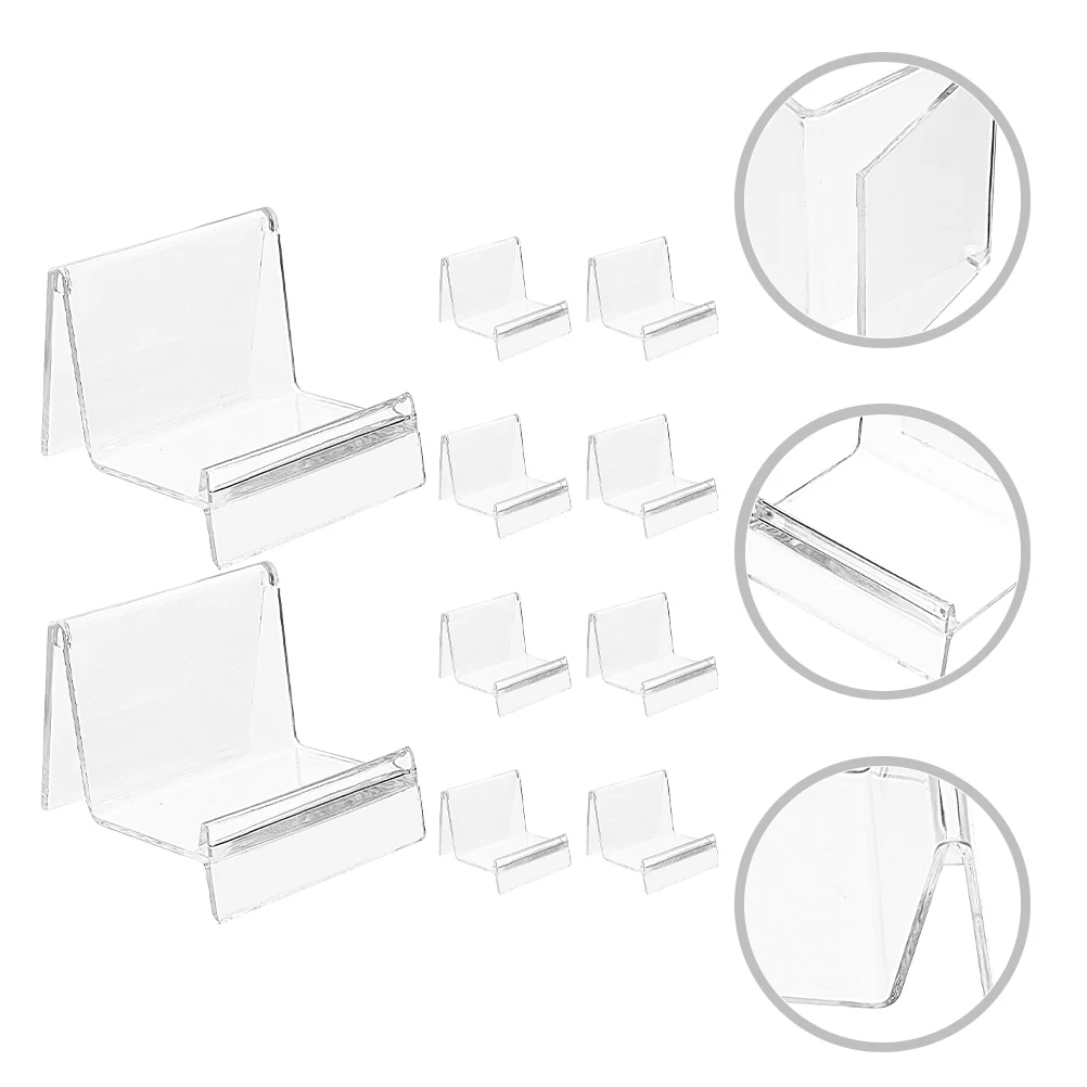

10 Pcs Transparent Display Stand Wallet Earring Organizer Purse Rack Office Shelves Holder Table Top Easel Clear Shelf
