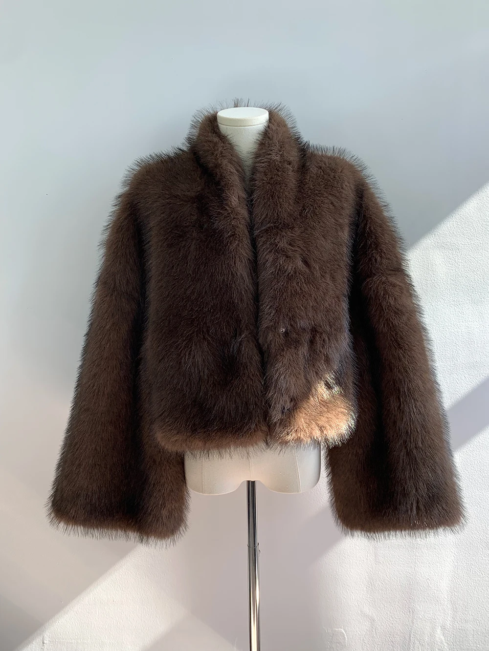 女性用 オルト フェイクファー Jaet アディアント カラー ヴィンテージ デザイン 冬 アウター ソフト プルー ツーウェイ ウェア Thiened Long Sve