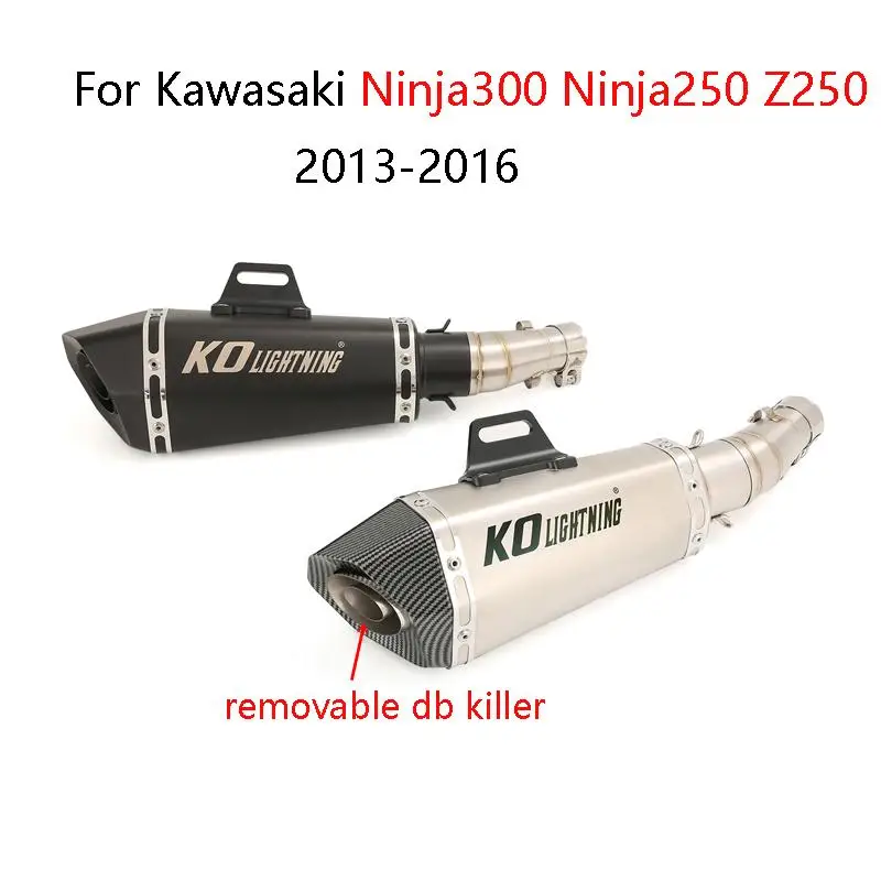 

For Kawasaki Ninja300 Ninja250 Z250 2013-2016 Motorcycle Exhaust Mid Link Pipe 51mm Muffler Escape With Removable DB Killer