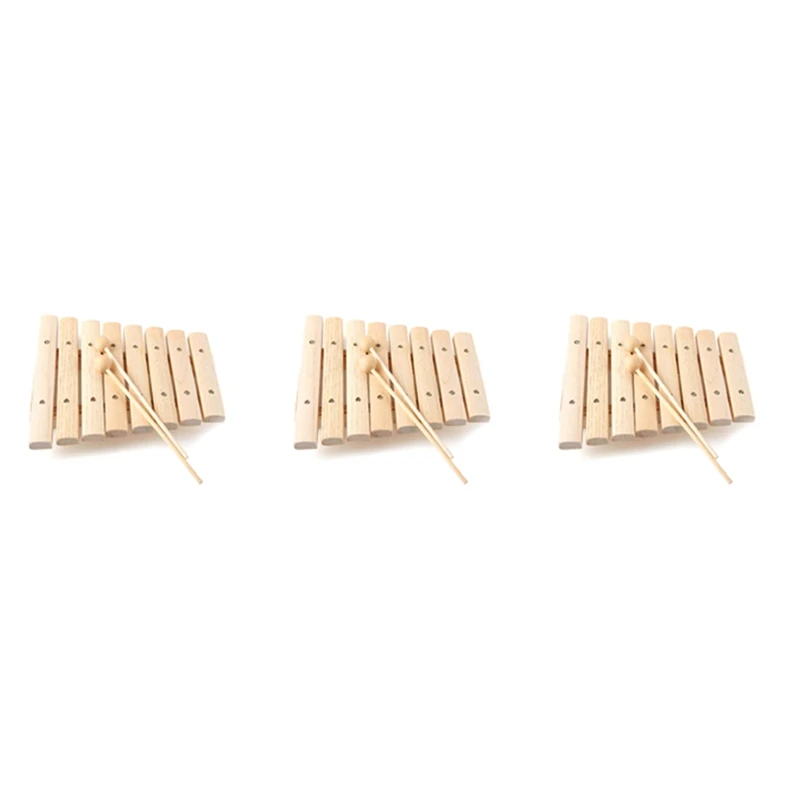 

3X Children Kids Natural Wood Wooden 8 Tone Xylophone Percussion Toy Musical Instrument For Kids Music Develop